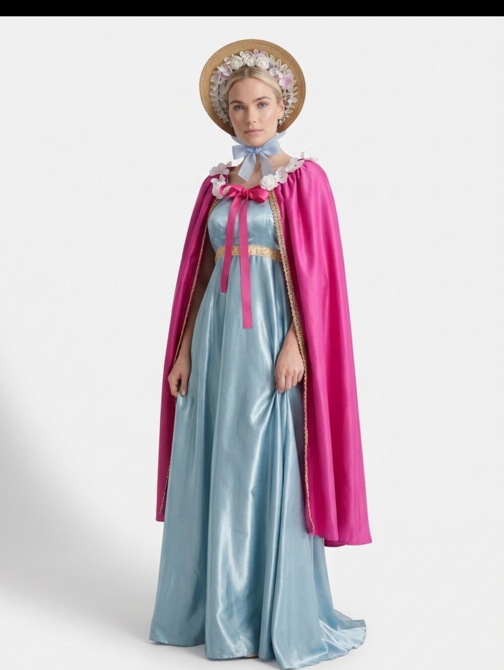 Jane Austin Regency Gown Set Halloween Costume Empire Waist Dress / Cape Size M - Picture 5 of 12